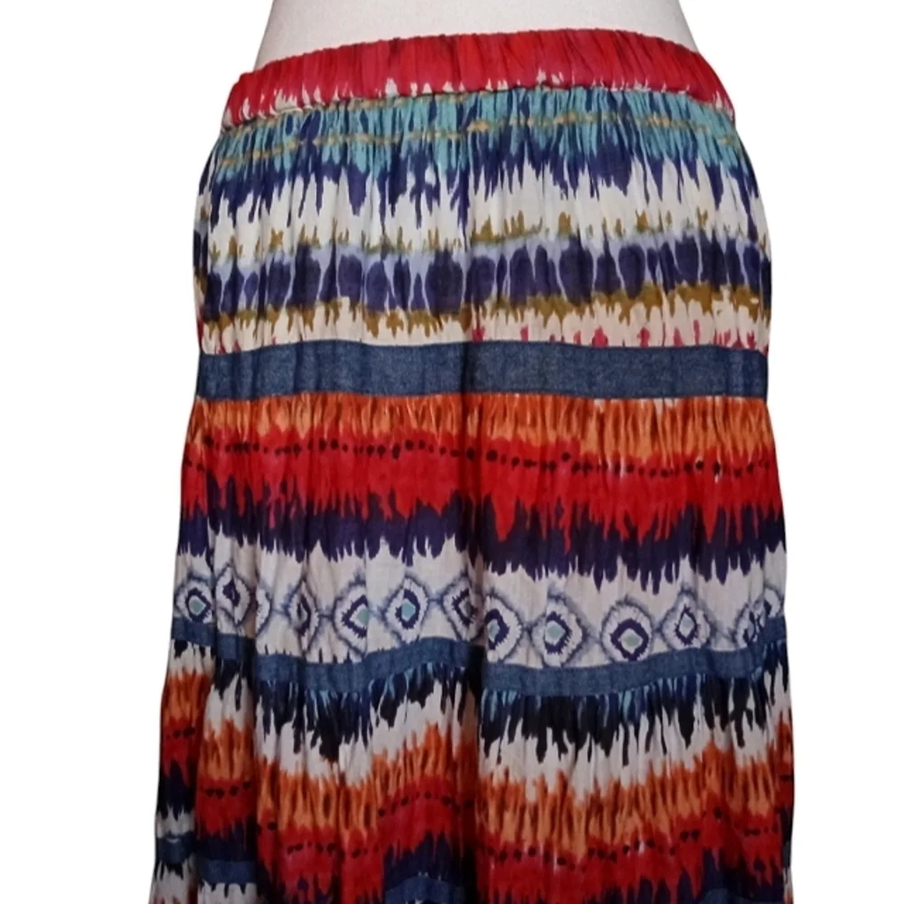 Life Style Women's 100% Cotton Tye Dye Boho Maxi Skirt Size Petite Medium